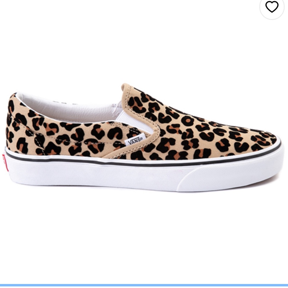 Vans Tan and Black Animal Print Slip-Ons